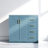 36" Indigo Bathroom Vanity with Sink – Solid Wood Frame, 3 Drawers, 2 Doors, Ceramic Basin, Soft-Close Hardware, Storage Cabinet - 3 of 4