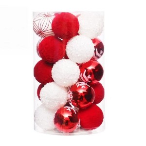 EcoSummer 25-Pack Shatterproof Christmas Ornaments, 2.36" Red & White Ball Set for Xmas Tree, Holiday, and Party Decorations - 1 of 4