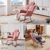 Kumasinova Plush Teddy Fabric Modern Accent Rocing Chair with Headrest&Anti-Slip Pads,Versatile Armchair Rocker with 250lbs Capacity - 4 of 4