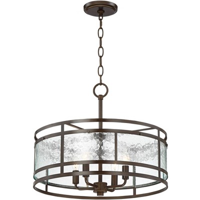 Edinger Bronze Drum Pendant Chandelier with Waterglass Shade