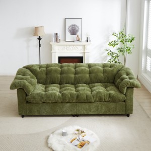 MAYEERTY 99.2-Inch Chenille Deep Seat Sofa - Modern Comfort, Upholstered Fluffy Cloud Sofa (Green) for Living Room, Bedroom, Office & Apartment - 1 of 4