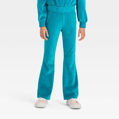 Girls' Cozy Velour Flare Pants - Cat & Jack™ Teal Blue M : Target