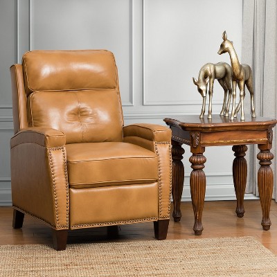 Florina Modern Upholstery Genuine Leather Recliner with Nailhead Trim for Living Room and Bedroom  | ARTFUL LIVING DESIGN