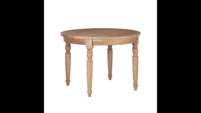 Light Brown Round Wood Transitional Dining Table