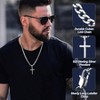 Cross Necklace, Beveled Edge, 5mm Stainless Steel, Non - Tarnish, Cuban Link Curb Chain, 16 - 30 Inches for Men Women - 2 of 4