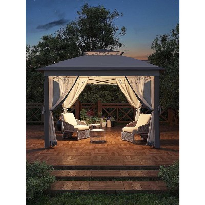 11x11 Pop-Up Gazebo with Mosquito Net, Quick-Setup Outdoor Canopy Tent, Water and UV Resistant Shelter for Backyard and Camping