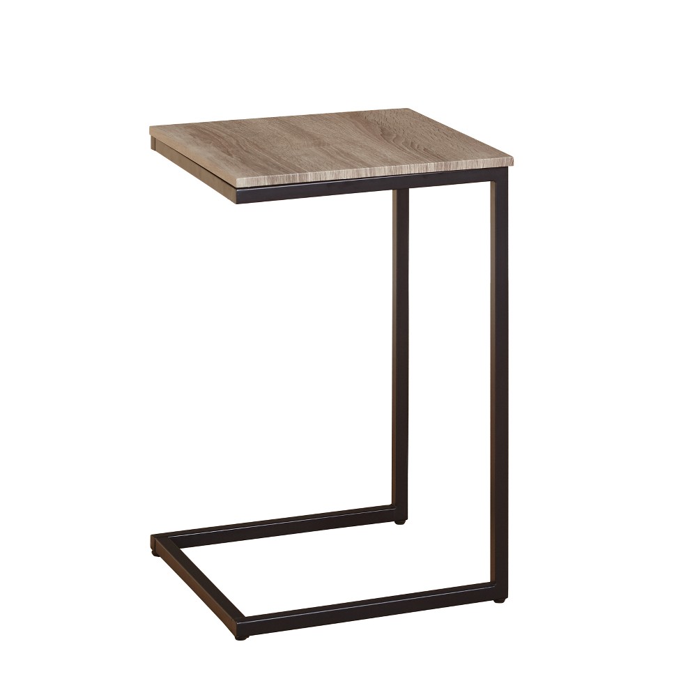 Buylateral Seneca XX C Table Black/Gray: C-Shaped Side Table, Drink Stand, MDF & Metal Frame