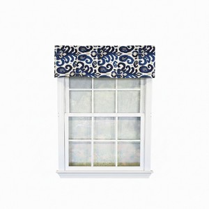 RLF Home 100% Cotton High Quality Tracy Tailored Window Valance with 1.5" Rod Pocket 50" W X 12" L Navy - 1 of 4