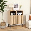Industrial Buffet Cabinet with Fluted Doors & Metal Legs - Modern Storage Sideboard for Living Room/Hallway, Narrow Accent Console Table - 2 of 4