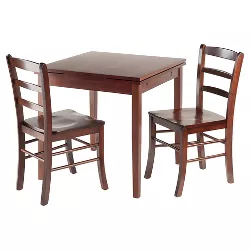 3pc Pulman Dining Set with Ladder Back Chairs Wood/Walnut - Winsome