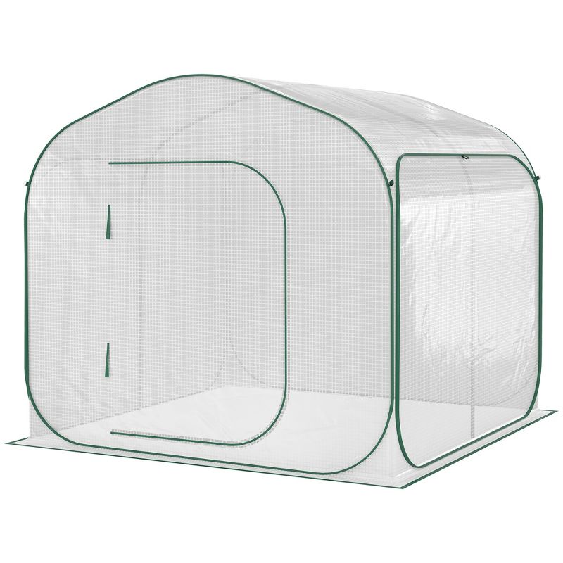 Outsunny 7' x 7' x 6' Portable Walk-in Greenhouse, Pop-up Setup, Outdoor Garden Canopy Hot House, Zipper Door, 1 of 12