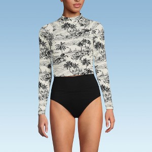 Lands' End Women's Long Sleeve Mock Neck Cropped UPF 50 Sun Protection Rash Guard - 1 of 4