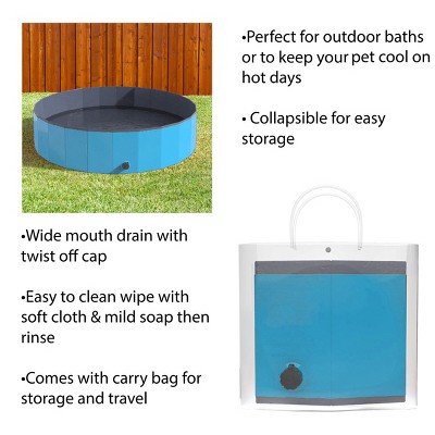 Large Blue Foldable PVC Pet Pool with Drain