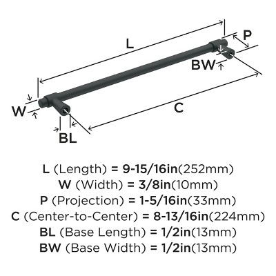 Matte Black Modern Bar Cabinet Pull with Mounting Hardware
