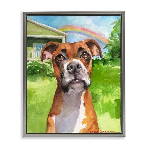 Stupell Industries Boxer and Rainbow Portrait Floating Frame Canvas Art - 1 of 4