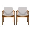 Outdoor Dining Chairs Set of 2, Teak Color Acacia Wood Frame, Brown PE Wicker,  Waterproof Cushion, Ideal for Patios, Gardens - 3 of 4