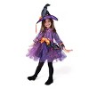 Joyfy Halloween Witch Costume for Child Girl Orange Purple Witch Costume Toddler Witch Outfit Set with Broom for Kids Halloween Party - 4 of 4