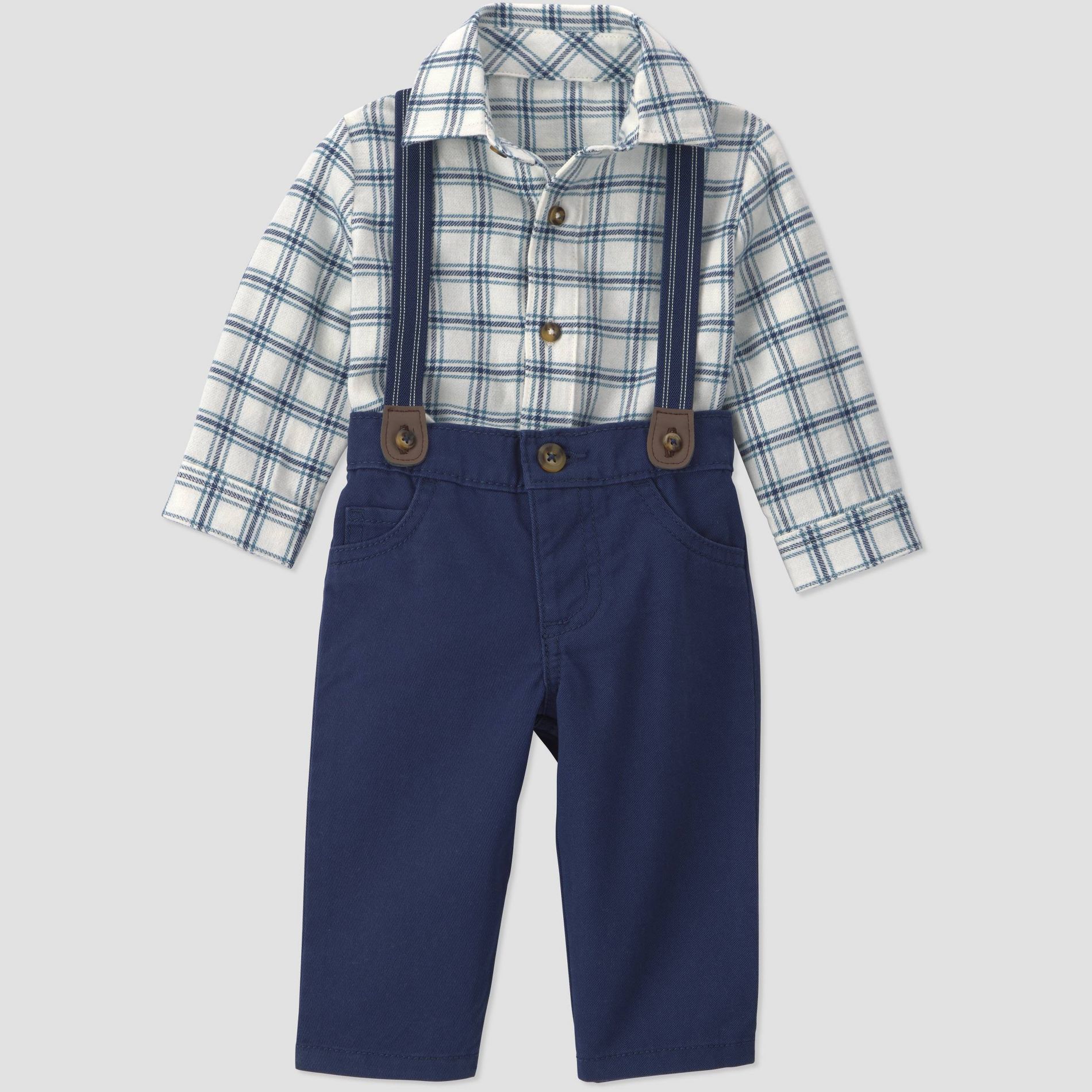 Carter's Just One You® Baby Boys' Gingham Suspender Set - Navy Blue