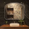 Howard Elliott 42"x36" Arched Metal Framed Wall and Accent Mirror Silver: Industrial Rustic, No Assembly Required - 3 of 4