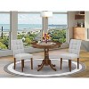 Round Pedestal Dining Table Set with 2 Chairs - Antique Walnut Finish Kitchen Set - 2 of 4