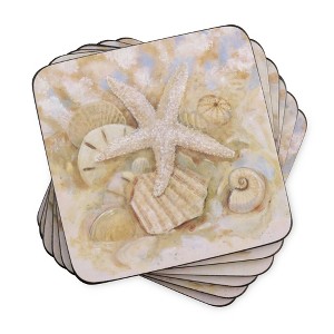 Pimpernel Beach Prize Coasters Set of 6 - 4.25" Square - 1 of 4