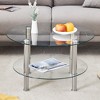 NicBex Contemporary Minimalist Double-Layer Tempered Glass Coffee Table with Storage,Round Center Table for Living Room - 2 of 4