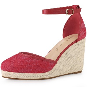 Allegra K Women's Closed Toe Lace Wedge Heels Wedge Sandals - 1 of 4