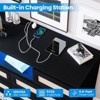 Rattan Dresser with 6 Drawers, Natural Wood Durable Chests of Drawers with LED Light and Charging Station, TV Stand, Nursery, Entryway, Hallway - 3 of 4
