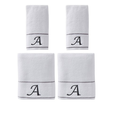 Bundle of 6 Monogrammed White Hand Towels From Grandeur