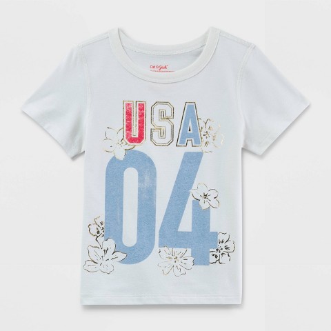 Cat & Jack Toddler Adaptive Short Sleeve 4th of July USA Graphic T-Shirt - Cat & Jack™ Cream 5T