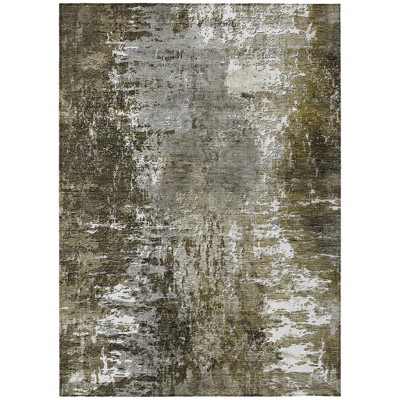 Taupe Brown And Gray Abstract Washable Indoor Outdoor Area Rug