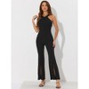 INSPIRE CHIC Women's Halter Neck Sleeveless High Waist Split Hem Flare Leg Jumpsuit - 4 of 4
