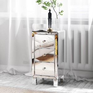 Bonnlo 3-Drawer Mirrored Nightstand End Table Bedside Table for Bedroom, Living Room, Silver, 11.7" L x 11.8" W x 23.8" H - 1 of 4