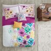 Sapphtopaz Vibrant Floral Comforter Set with Decorative Pillows, Asymmetrical Floral Print Microfiber Bedding Set (Includes Comforter & Shams) - 3 of 4
