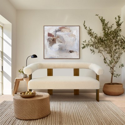 Maye Upholstered Loveseat,54" Wider Upholstered Seat and Back With Wishbone Frame Boucle Loveseat,2 Seater Loveseat-Maison Boucle
