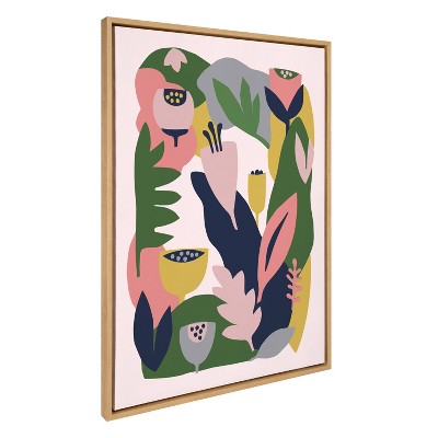 Myriam's Garden Colorful Nature-Inspired Canvas Print with Natural Frame