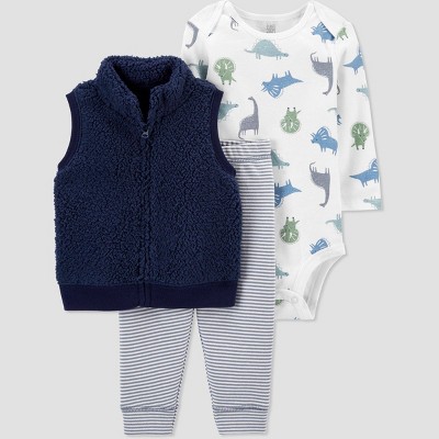 Image of Baby Boys' Dino Sherpa Top & Bottom Set - Just One You® made by carter's Blue Newborn
