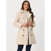 INSPIRE CHIC Women's Winter Peter Pan Collar Double Breasted Slant Pocket Button Down Belted Pea Coats - 2 of 4