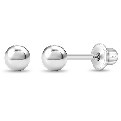 Girls' Classic Ball Screw Back 14k White Gold Earrings - In Season Jewelry  : Target