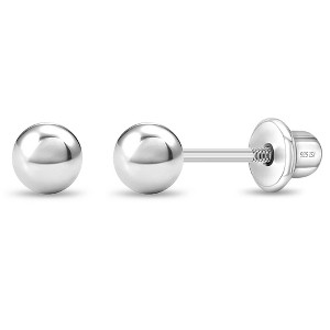 Girl's Classic Polished Ball Screw Back Sterling Silver Earrings - In Season Jewelry - 1 of 4