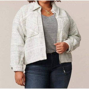 Women's Curvy Crop Shacket - Democracy - 1 of 3