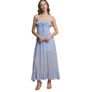 Slickblue Women's Smocked Waist Maxi Dress with Ruffle Detailing, Summer  Dress for Brunch or Vacation, Blue, L : Target