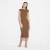 Women's Cap Sleeve Ribbed Midi T-Shirt Dress - Wild Fable™ - 2 of 3