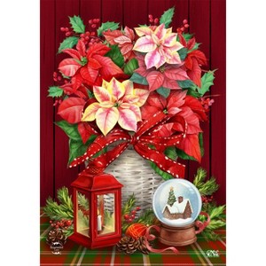Briarwood Lane House Flag 40x28 For Outdoor Christmas Poinsettia Basket For Christmas House Flag - 1 of 4