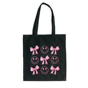 City Creek Prints Smiley Face Coquette Chart Canvas Tote Bag - 15x16 - Black - 1 of 2
