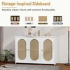 TIRAMISUBEST Retro 3-Door Sideboard with Large Storage Space Artificial Rattan Doors and Metal Handles, Accent Cabinet for Living Room and Hallway - 4 of 4