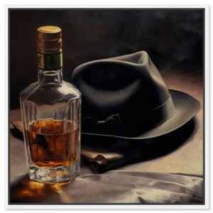 Notoriart Whiskey and Vintage Hat II Bar Cart Art For Men Framed - 1 of 4