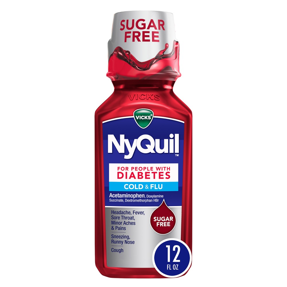 Vicks NyQuil Diabetes Sugar Free Cold & Flu Liquid - 12 fl oz