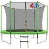 10 FT Round Outdoor Trampoline for Kids with Safety Enclosure Net, Basketball Hoop and Ladder, Green - ModernLuxe - 2 of 4