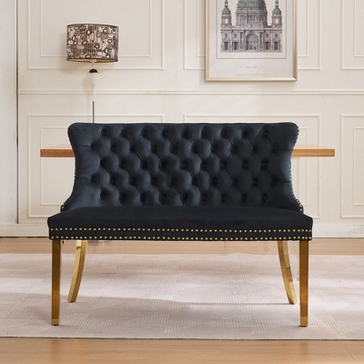GDFStudio Soren Mid Century Modern 2-Seater Velvet Upholstered Dining Bench